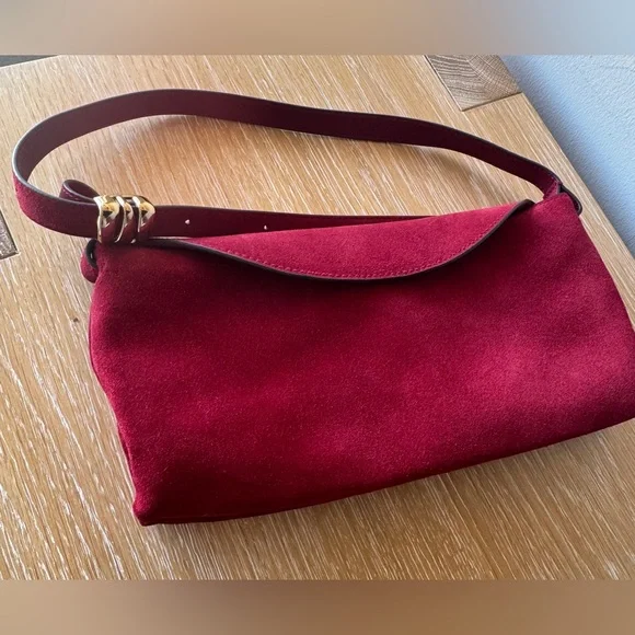 MADEWELL The Date Night Shoulder Bag, Red Suede Gold Hardware Like New with Tags - Picture 3 of 16